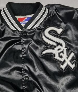 Vintage Chicago White Sox Satin Jacket Swingster Bomber Baseball USA 80s Large